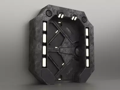 Sci-Fi Industrial Wall Panel - Futuristic Hard Surface Door  3D model