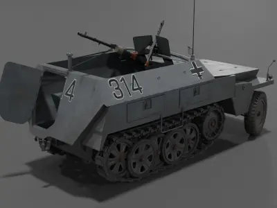 Sd Kfz 250-1 Neu Halftrack Armored Personnel Carrier  Low-poly 3D model