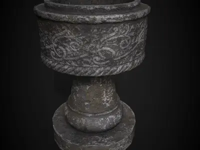 old stone pot lowpoly game asset Low-poly 3D model
