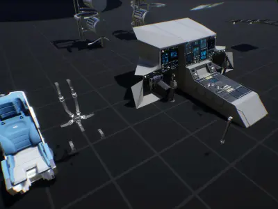 Space kit spaceships planets UE Low-poly 3D model