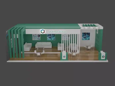 Modern Exhibition Booth Design 20x40x12 Low-poly 3D model