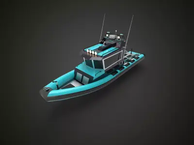 Fast Patrol boat blue 3D model