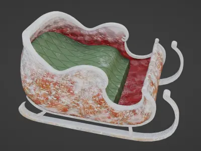 3D Stylized Snowy Santa Sleigh Vehicle Low Poly Car Aircraft Low-poly 3D model