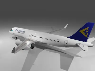 Air Astana airbus a320neo 3d model  Low-poly 3D model