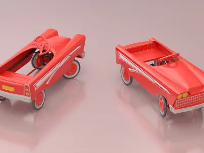 Vintage American Murray Red Childs Roadster Pedal Car Rigged for Cinema 4D 3D model