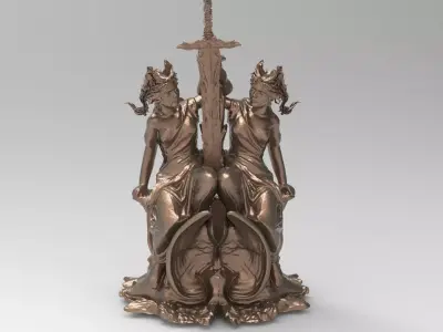 Lady of the lake book statue 2 3D model