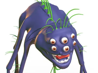 Hi-Poly Subdivision 3D Model Spider Low-poly 3D model