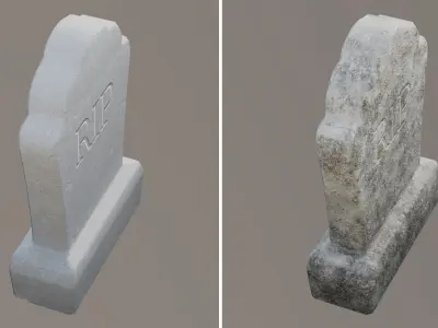 Old Dirty Tombstone concrete gravestone cemetery Low-poly 3D model