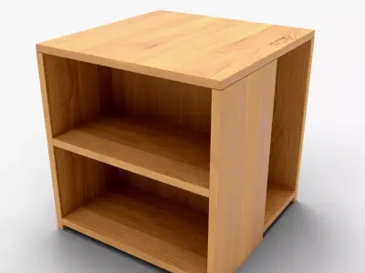 Modern Wooden Book Shelf 3D Model - Low Poly Furniture Low-poly 3D model