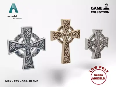 Celtic crosses Low-poly 3D model