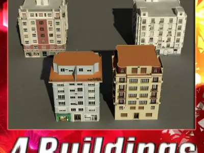 Building Collection 33-36 Low-poly 3D model