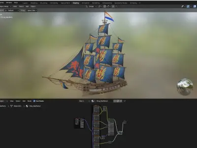 Ocean Brig Low-poly 3D model