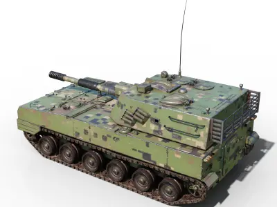 PBR PLA PLZ-07 Self-propelled howitzer  Low-poly 3D model