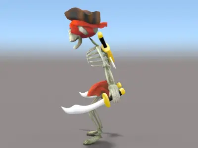 Cartoon Pirate Skeleton Low-poly 3D model