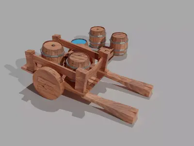 Low Poly Wooden Game assets Low-poly 3D model