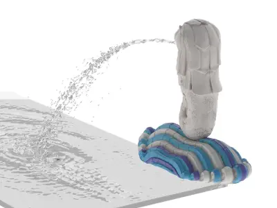Merlion Fountain Water Spray Big 3D model