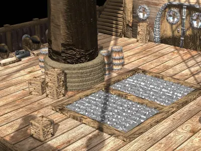 Pirate Ship 3D Model Game Ready PBR Fantasy Sailing Watercraft Low-poly 3D model