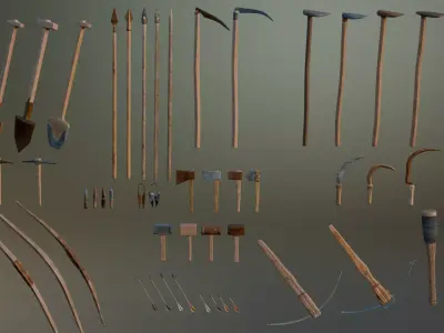 Medieval Tools and Weapons 3D Asset Pack Low-poly 3D model