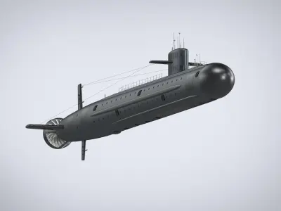 Nuclear powered military submarine Low-poly 3D model