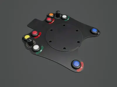 Steering Wheel Button Plate 01 Low-poly 3D model