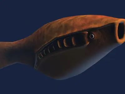 Arandaspis orange fish Low-poly 3D model