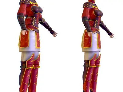 Subdivision 3D Women The Red Knight Low-poly 3D model