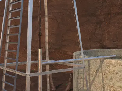 Windmill in desert 3D model