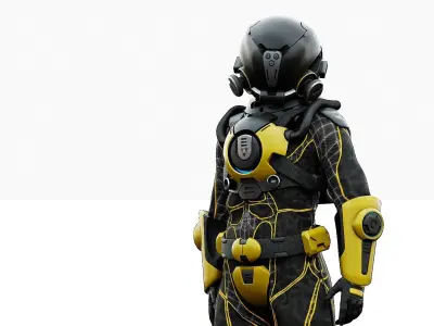 CYBER ASTRONAUT-B Rigged for Unreal Engine - Unity - MIXAMO  3D model