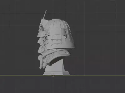 Cyberpunk Mecha Samurai Bust Detailed 3D Print STL 3D print model