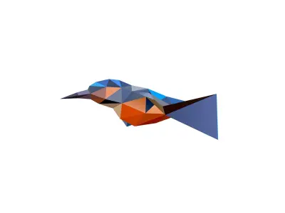 Animated Kingfisher Bird Lowpoly Art Style Low-poly 3D model