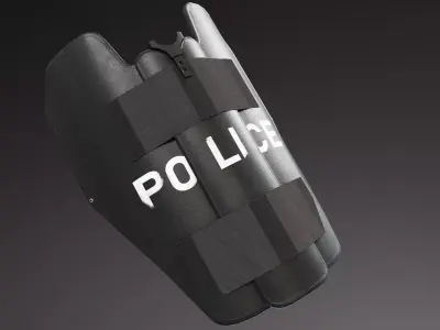 Foldable Butterfly Bulletproof Shield Low-poly 3D model
