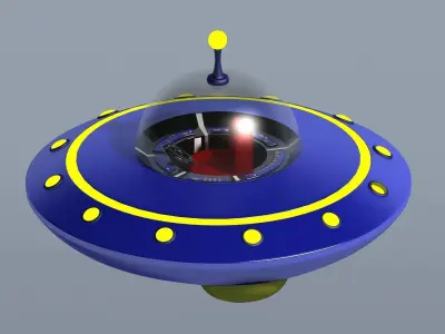 Cartoon saucers ships flying machines round UFO cockpits 3D model