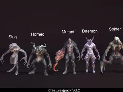 Creatures MegaPack Low-poly 3D model