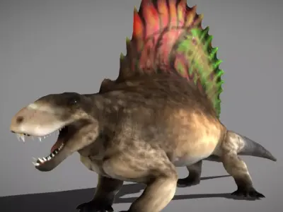 Dimetrodon  Realistic 3D Prehistoric Synapsid Low-poly 3D model