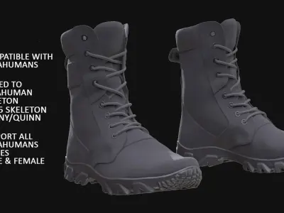Military Boots 99 - All MH Bodies - UE5 Skeletons - Rigged Low-poly 3D model