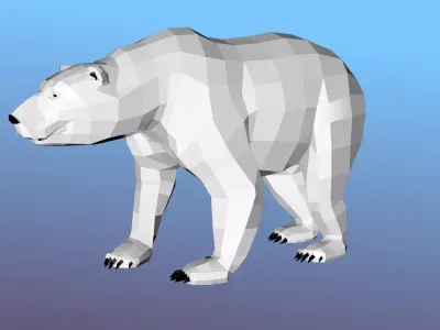 White bear Low Polygon Animal Arctic sea ocean Low-poly 3D model Low-poly 3D model