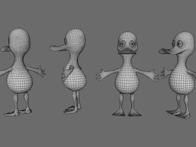 Cute Duck - Rigged and Animated Low-poly 3D model