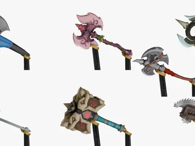 20 STYLIZED AXE MODELS PACK 1 - LOW POLY Low-poly 3D model