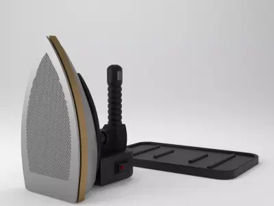 Professional Industrial Clothes Steam Iron Low-poly 3D model