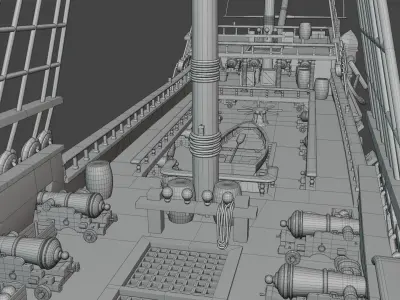 Pirates Ship Galleon Sailing Ship Game-ready Low-poly 3D model