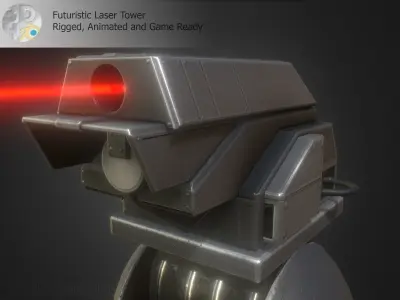 Futuristic Laser Gun Tower Low-poly 3D model