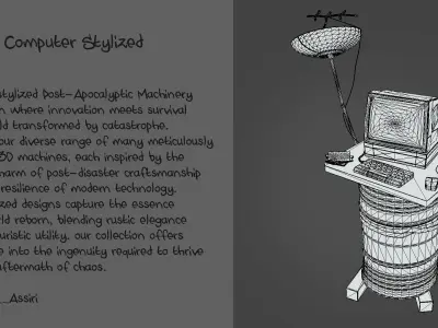 Old Computer Stylized  Low-poly 3D model