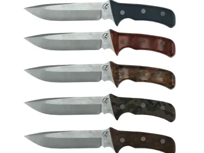 Survival Knife - Model 2 - with 5 Handle Skins Low-poly 3D model