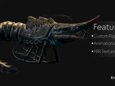 Fish model - Shrimp fish lowpoly - ocean horror - monster fish 1 Low-poly 3D model