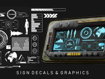 280 SCIFI Sign Decals And Graphics - Vol2 and Tutorial Texture