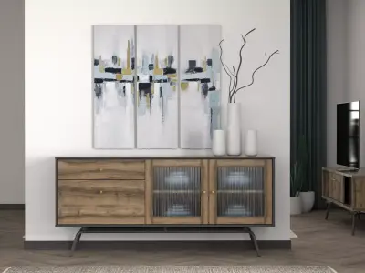 Blue Sideboard Free low-poly 3D model