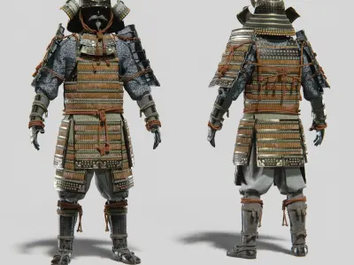 MEDIEVAL Japanese Samurai Rigged 3D model