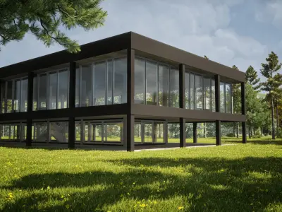 Modern office building Low-poly 3D model