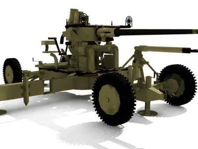 Bofors 40 mm AA Gun Low-poly 3D model