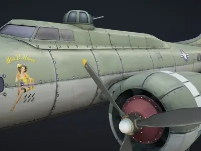 B-17 Hand-Painted Low-poly 3D model